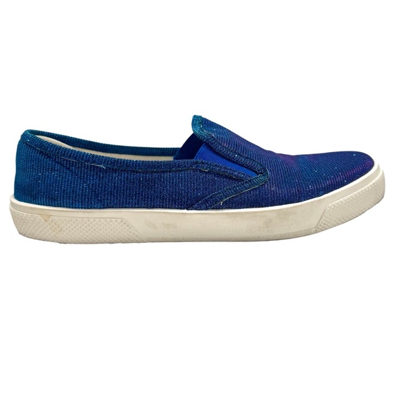 TOPSHOP BLUE/PURPLE IRIDESCENT SLIP ON TRAINER SNEAKERS - Picture 12 of 16